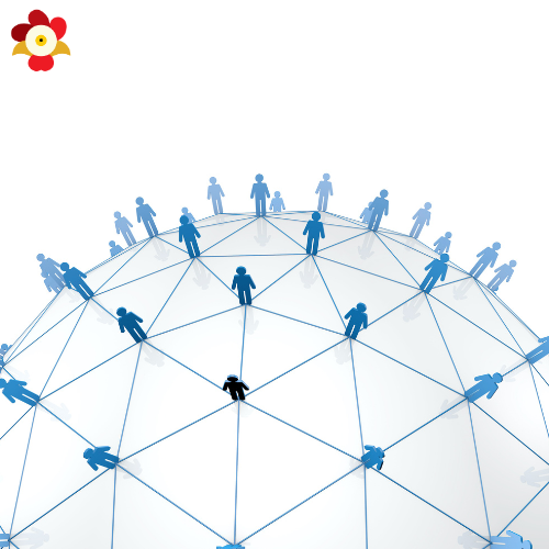 Connected people illustrating local relationships, citations and online authority